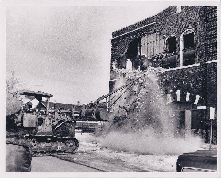 Demolition of St. Francis in February 1989 (image credit: Maryanne Prashina, former parishioner)
